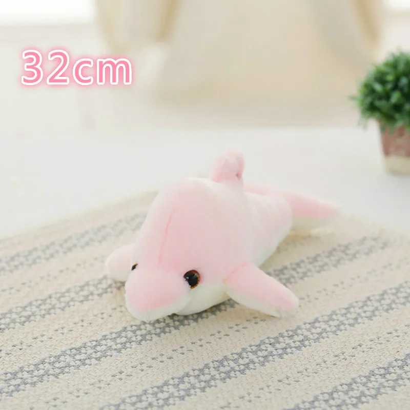 32cm Pink Dolphins 34CM Creative Toy Luminous Pillow Girls Led Cushion Toys Kids Colorful Plush Light Gift Stuffed Soft Glowing Children For Stars - Цвет: 32cm Pink Dolphins