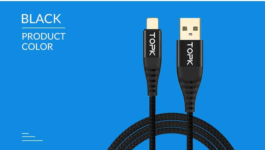 TOPK USB кабель для iPhone 11 Pro Max Xs Xr X 8 7 6 6s 5 5S Plus Быстрая зарядка USB кабель для передачи данных зарядное устройство для мобильного телефона 0,5 м 1 м 2 м 3 м