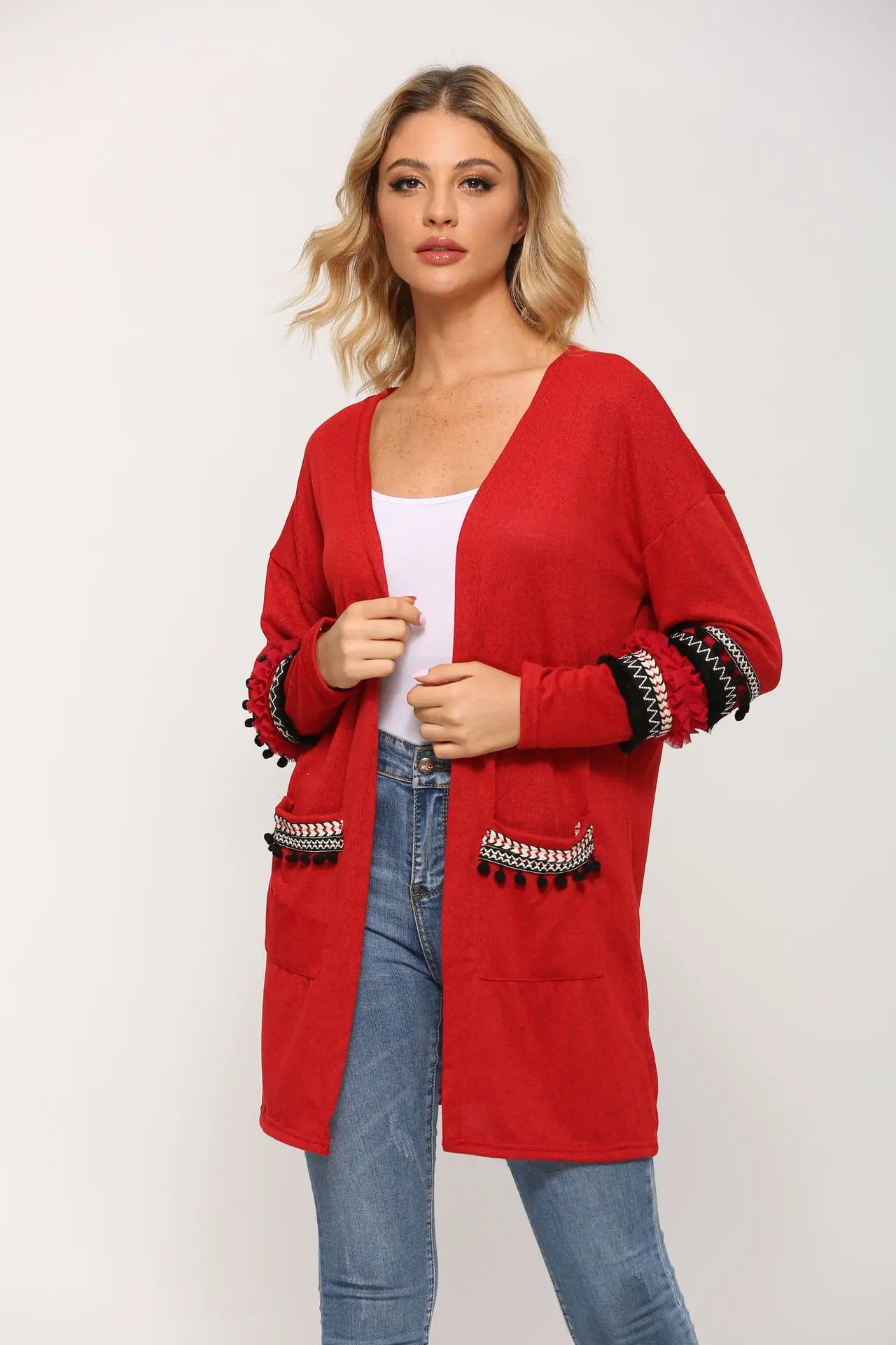 solid loose knit casual cardigan