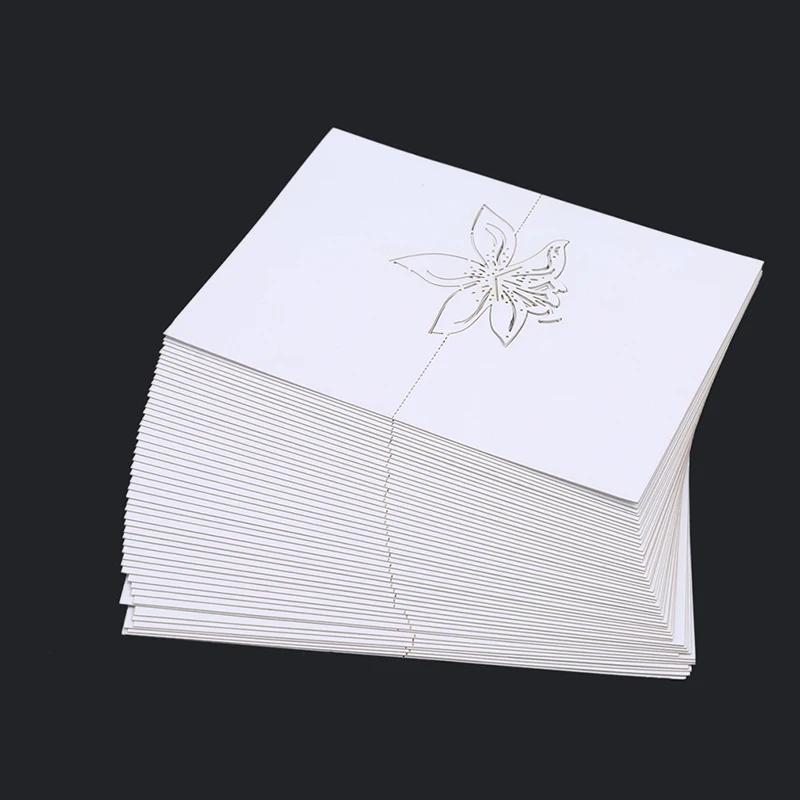 50PCS Hollow Flower Wedding Laser Cut Decor Table Cards Place Setting Name Card For Wine Glass Party Wedding Decoration