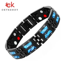 Oktrendy 4 in 1 Titanium Magnetic Energy Armband Power Bio Bracelet Health Pain Relief Magnet Health Bracelets Men Bangle