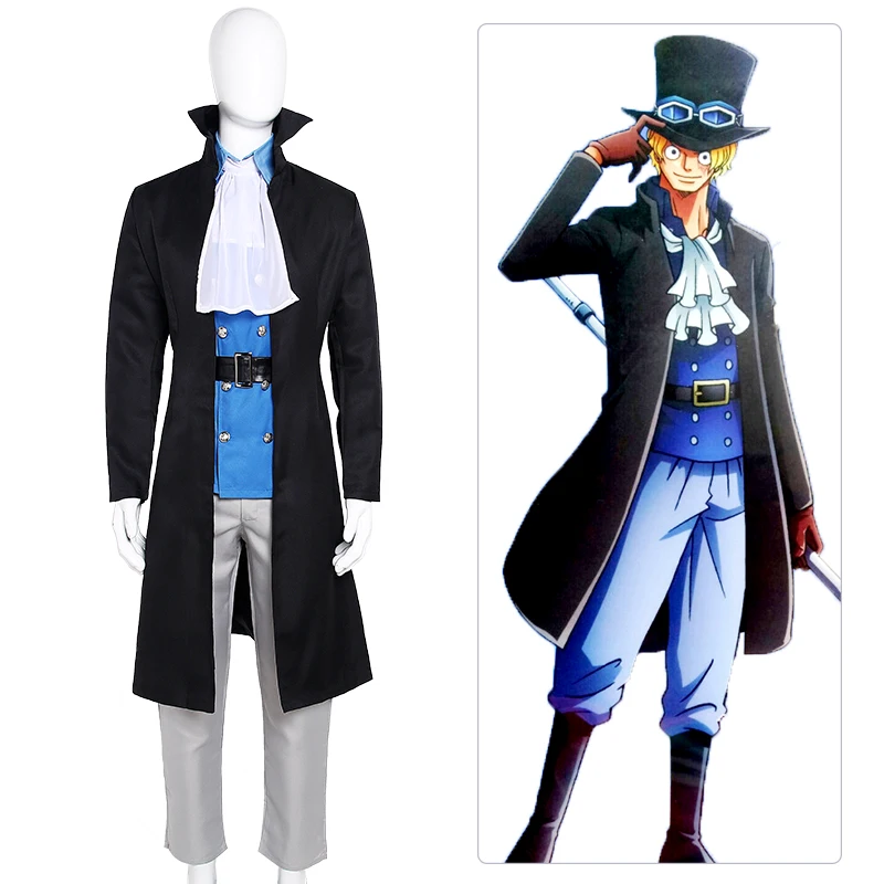 

One Piece Sabo Cosplay Costume Adult One Piece Uniform Blue Suit Costume Custom Made L320