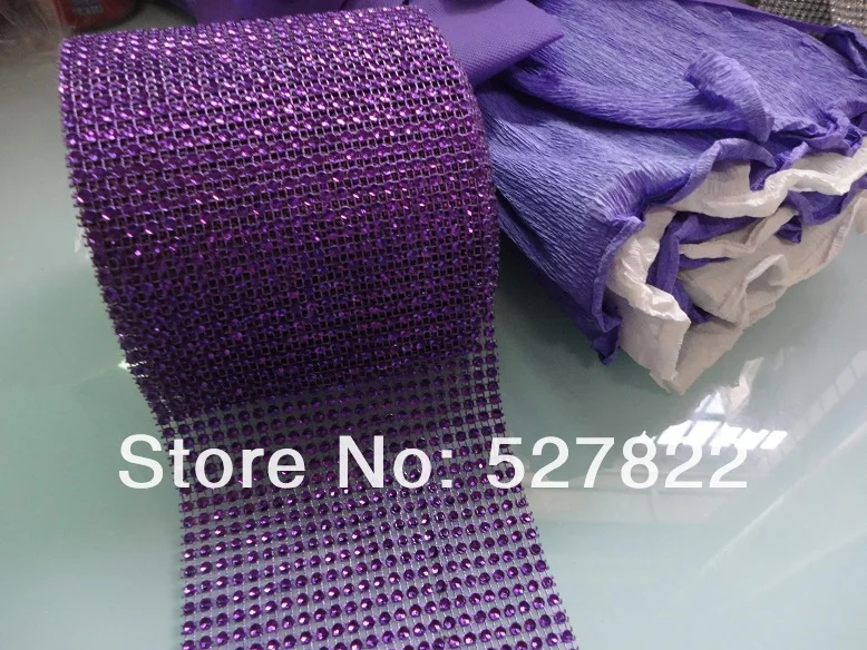 4.5x10 Yards 24 Row DIAMOND MESH WRAP ROLL SPARKLE RHINESTONE Crystal Ribbon x GoldBlackPinkSilverGoldRose Purple18.JPG
