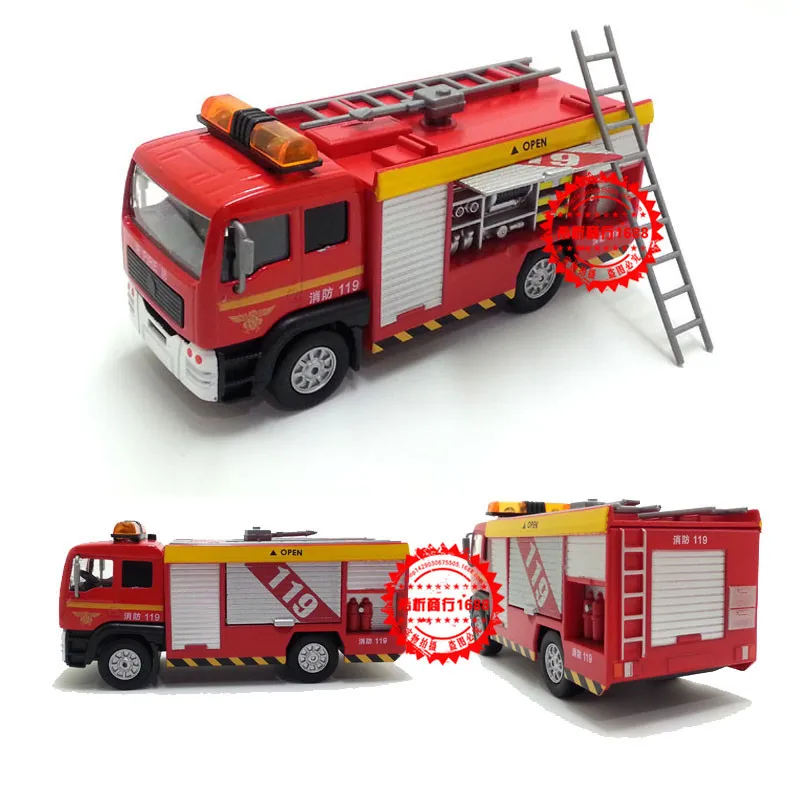 

Eti Brand 119 Fire Truck Alloy Car Model Toy Sound And Light Pull Back Car