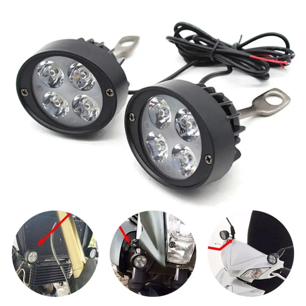 

2Pcs LED Motorcycle Headlight Mirror Mount Driving Fog Spot Head Light Spotlight Lamp WIth 1Pc Switch