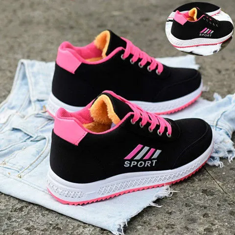 

Winter Women's Running shoes High Top Keep Warm Fur Cotton shoes Sport Sneakers Female Leisure Flats Plus Velvet Jogging Shoes
