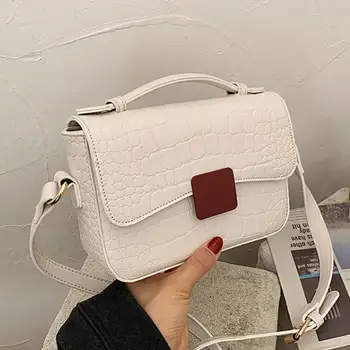 

Crocodile pattern Small Tote bag 2020 New High quality PU Leather Women's Designer Handbag Contrast color Shoulder Messenger Bag
