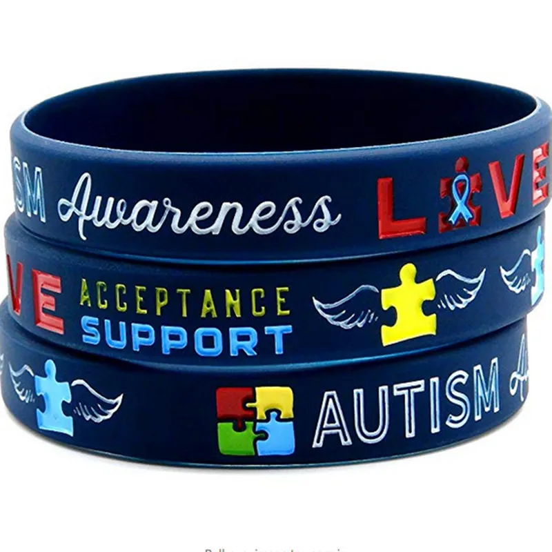 Autism Awareness Bracelets, 6-pack - Silicone Wristbands in Adult Unisex Size (1)_