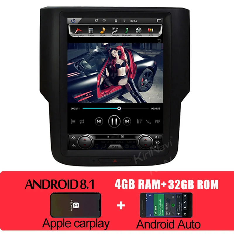 KiriNavi 10," Android 8,1 Автомагнитола для Dodge Ram автомобильный Dvd мультимедийный плеер Android авто gps навигация- Bluetooth - Цвет: android car radio