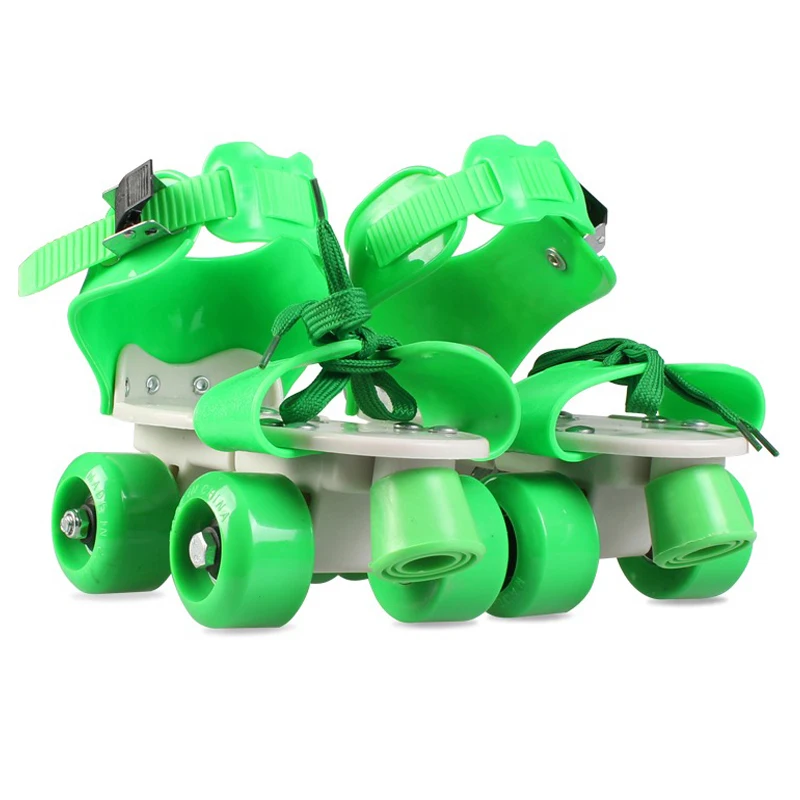 Детские подарки, детские роликовые коньки, двухрядные, 4 колеса, обувь для катания на коньках, регулируемый размер, раздвижные Инлайн ролики для слалома, дети, мальчики, девочки - Цвет: Green