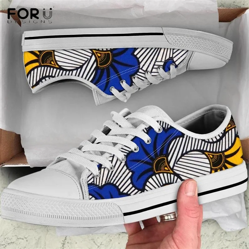 

FORUDESIGNS Tribe African Floral Patten Women Low Top Canvas Shoes Lightweight Female Lace Up Sneakers Casual Spring/Autumn Shoe