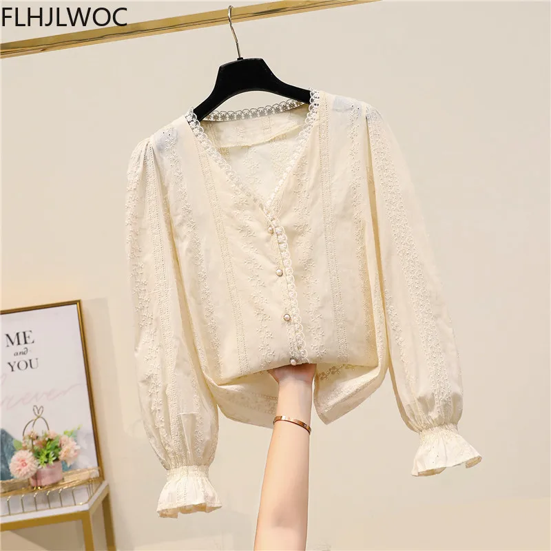 2021 Spring Women's Cute Chic Tops Preppy Style Vintage Japanese Korea Design Button Elegant Formal Shirts Blouses 5