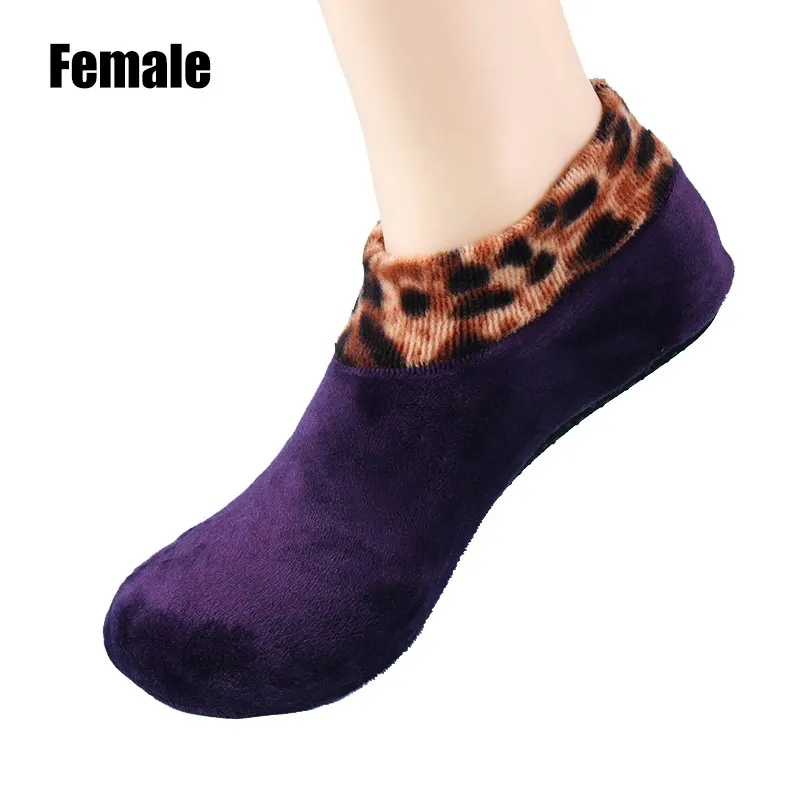 dark purple Мужские и женские утепленные зимние теплые носки нескользящий для дома пол мягкие повседневные тапки чулочно-носочные изделия O66 - Цвет: dark purple