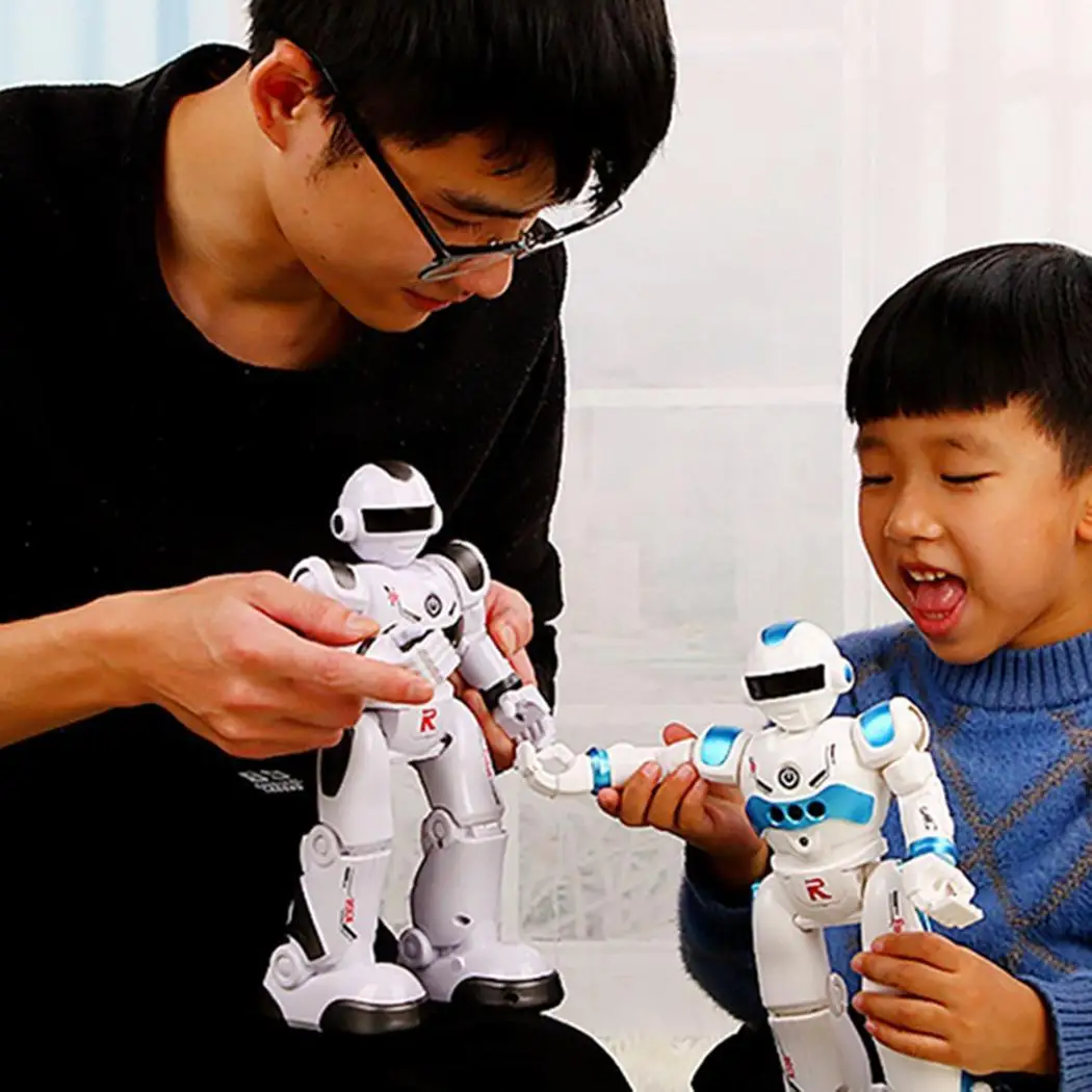 

Electric Dancing Remote Control Gesture Sense LED Music Robot Kids Silver/Blue Toy 3.7V 400mAh