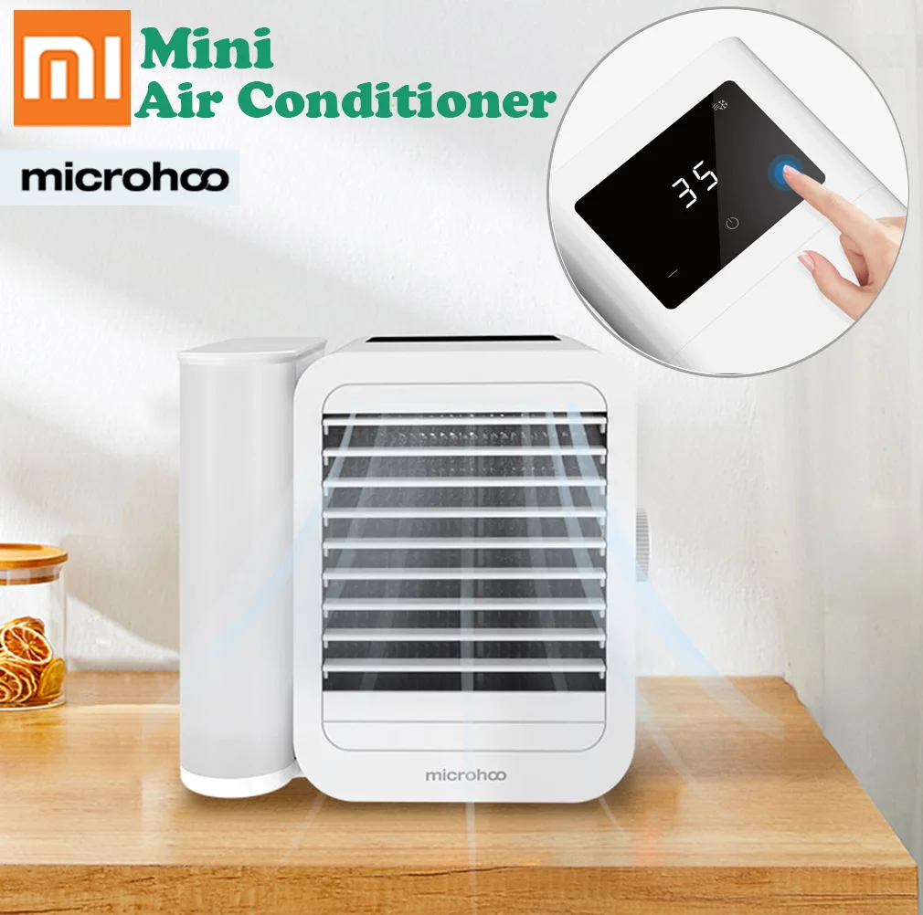 Buen trato Xiaomi-Ventilador de refrigeración Microhoo, miniaire acondicionado 3 en 1 con temporizador de pantalla táctil, humidificador, sin aspas, funcionamiento con agua 85ZXo7aVx