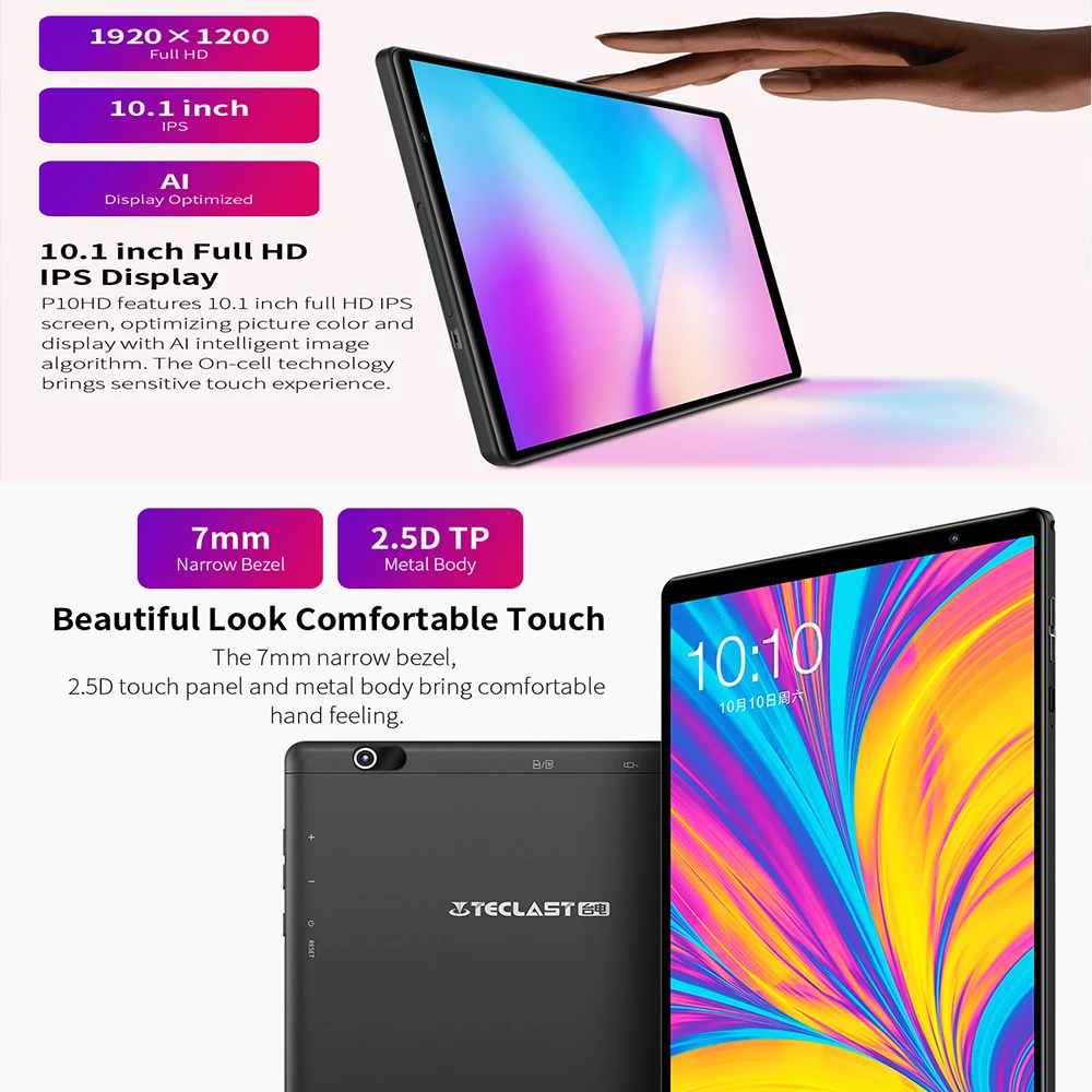 Teclast P10HD 10,1 дюймов 4G телефон планшеты 1920 × 1200 Android 9,0 планшетный ПК 3 Гб ram 32 ГБ rom SC9863A Восьмиядерный gps