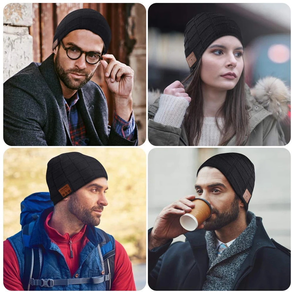 Музыкальная шляпа с беспроводной Bluetooth V5.0 шляпа, встроенные HD стереодинамики и микрофон с перезаряжаемыми USB холодными наушниками