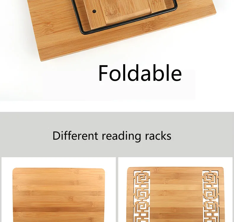 Natürliche Bambus Kalligraphie Copybook Rack Tragbare Lesen Rack Buchstützen Student Erwachsene Einfache Multi-funktion Lesen Buch Rack – Detail 8
