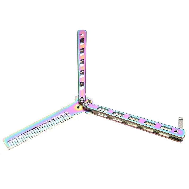 Радужная Складная расческа из нержавеющей стали тренировочный гребень с