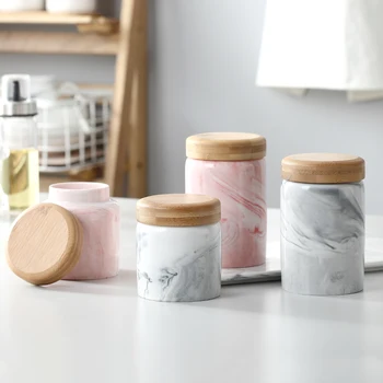 

400ml Nordic Ceramic Marble Storage Tank Simple Kitchen Ceramic Pink Sealed Jar Grain Coffee Tea Seasoning Storage Tank with Lid