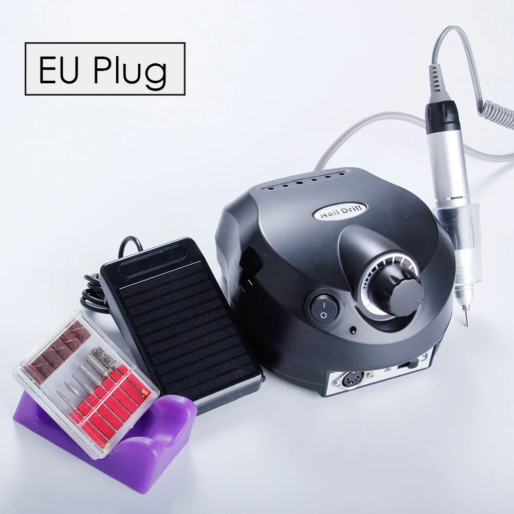 Электрический аппарат для маникюра, гель для удаления кутикулы, 10 шт., фрезерные сверла, гель для удаления кутикулы, педикюрный аппарат, дизайн ногтей - Цвет: Black EU
