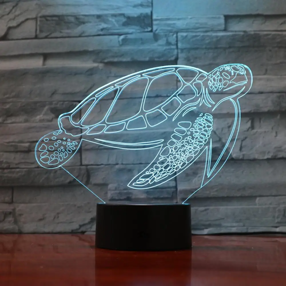Креативная 3d лампа в виде черепахи настольная морских черепашек RGB детский сон 3D