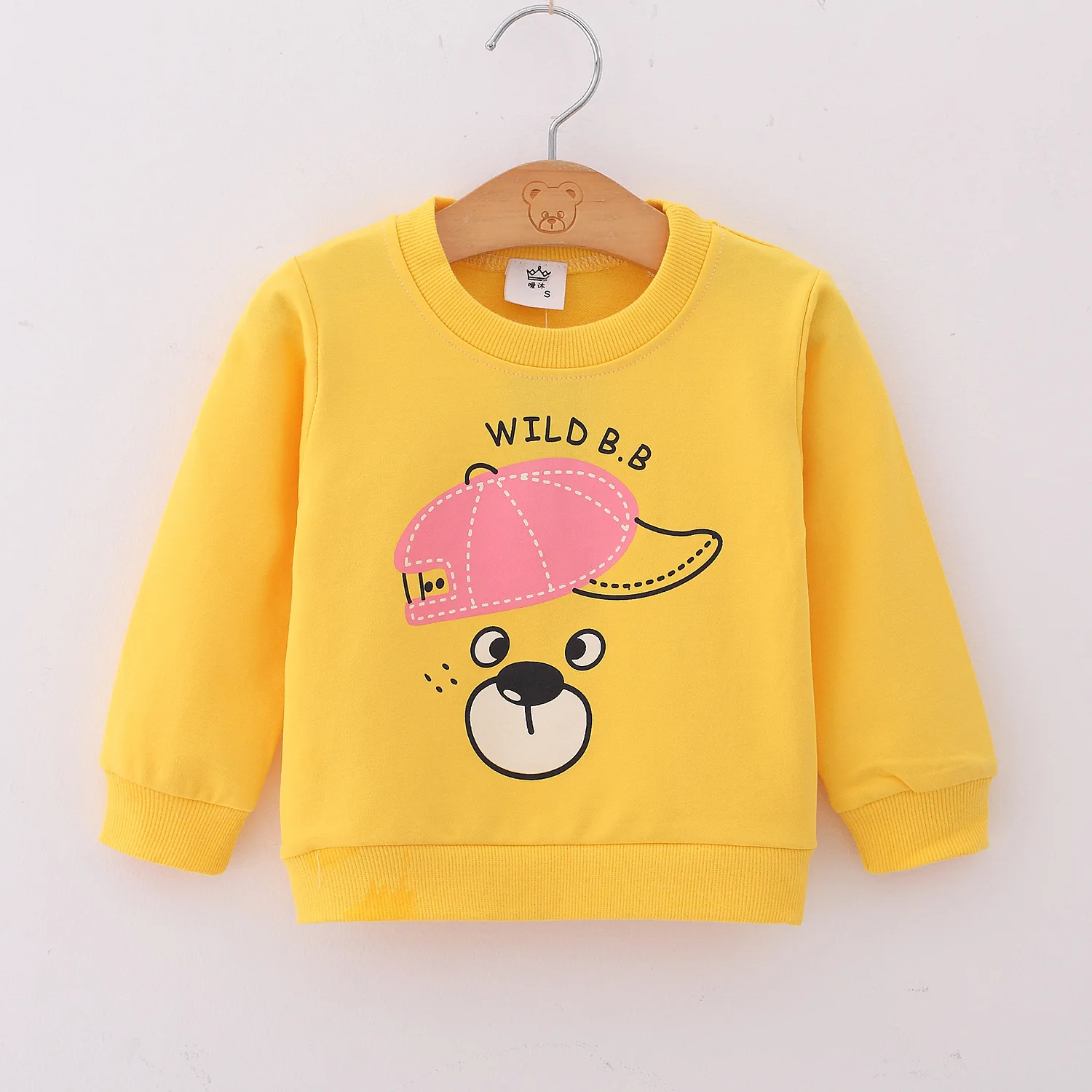 Infant Baby Boys Girls Hoodies Unisex Yellow Cartoon Bear Tracksuit Clothes Newborn Sweatshirts Size 1 2 3 Year Toddler Clothing