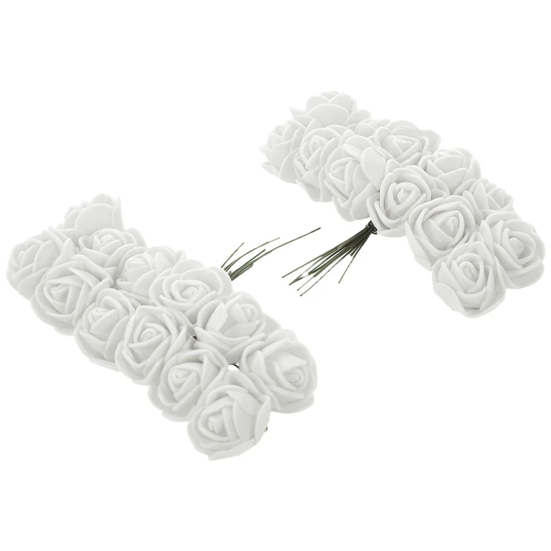 288Pcs 2CM PE Rose Foam Mini Flower Bouquet Solid Color/Wedding Decoration White& Red