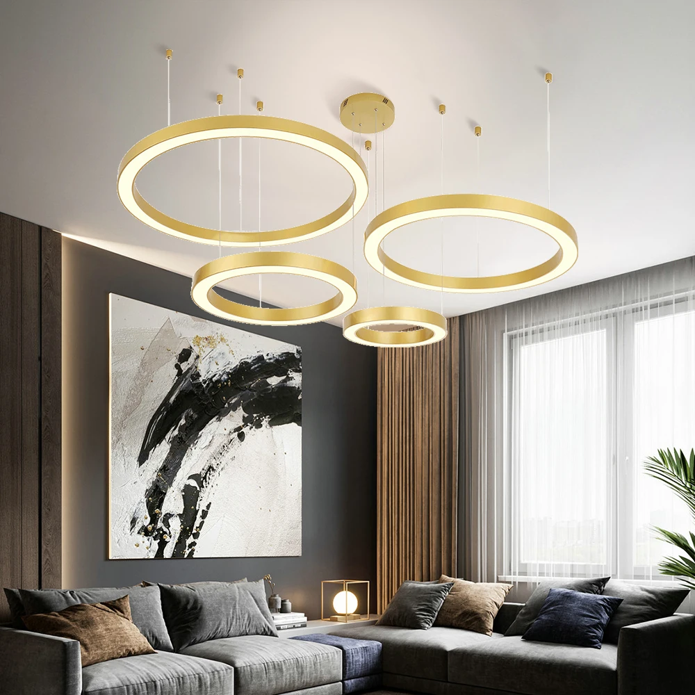 

LED Chandeliers rings nordic design Adjustable DIY chandelier lighting for dining living room round hanging lamp light fixture