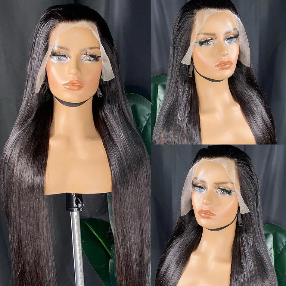 Bone Straight 250 Density 360 Lace Frontal Wigs Brazilian 30 Inch Lace Front Human Hair Wigs Pre-plucked Hairline With Baby Hair