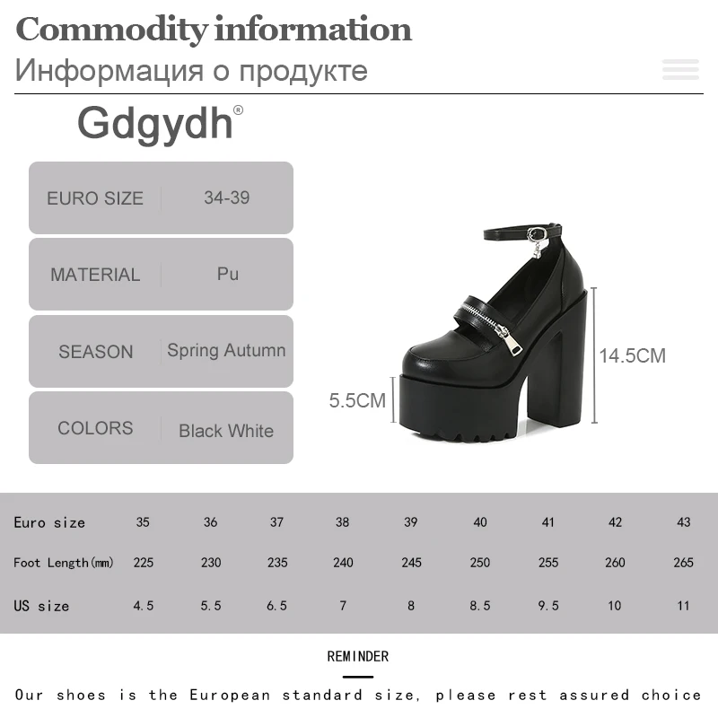 Gdgydh White Sexy Pumps Waterproof Women Fetish Platform Shoes Buckle Strap Thick High Heels Party Wedding Shoes Mary Jane 2022