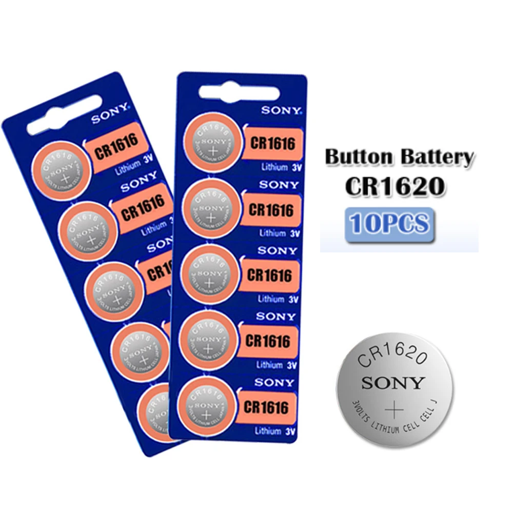 

10pcs For Sony CR1620 Button Battery ECR1620 DL1620 5009LC Cell Coin Lithium Battery 3V CR 1620 For Watch Electronic Toy Remote