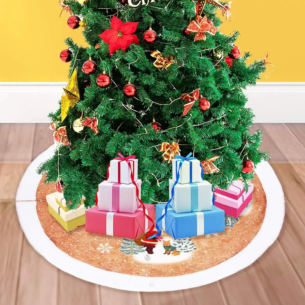 120cmMerry Christmas Decoration For Home New Year Decoration Natal Natal Tree Skirts Non-woven Fabric Christmas Tree Skirt