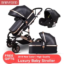 Babyfond 3 в 1 Детские коляски двусторонняя детская коляска для новорожденных 0~ 36 месяцев детская коляска с золотой рамкой брендовые Роскошные полиуретановые коляски