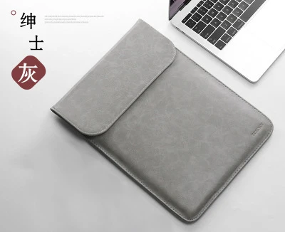 PU gray Женский мужской тонкий PU кожаный 11 12 14 15 рукав сумка для ноутбука 15,6 Для Macbook Air 13 чехол для Xiaomi samsung lenovo чехол - Цвет: PU gray