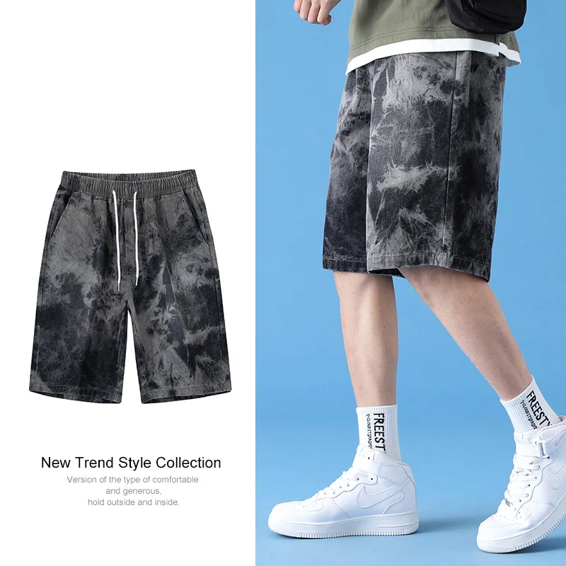 Brand Denim Wide Shorts Men 2021 Summer New Fashion Streetwear Korean Hip Hop Harajuku Men's Black Cotton Loose Jeans | Мужская