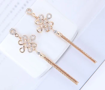 

Korean Earrings Vintage Chinese Knot Tassel Earrings Trinkets Earrings