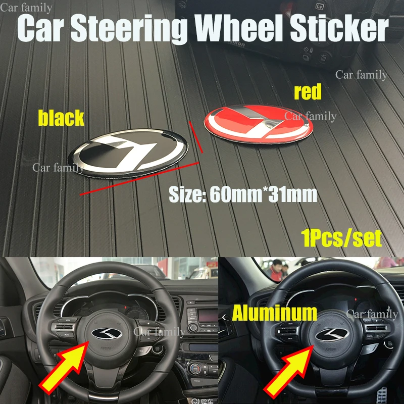 

HOT SALE 60mm 31mm Steering Wheel Sticker Decal Covers Label Emblem Covers 6cm*3.1cm Red/Black 1Pcs/lot Logo