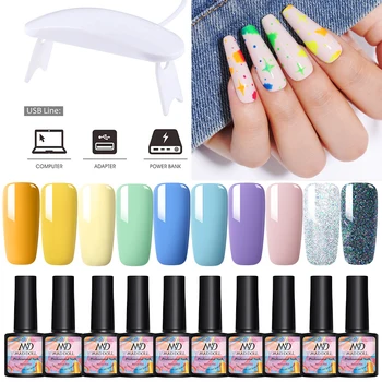 

10/11Pcs/Set MAD DOLL Gel Nail Polish 6W UV LED Light Set 90 Colors UV Led Nail Gel Varnish Soak Off Nail Art Lacquers Base Coat