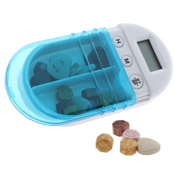 

1Pcs Portable 2 Grid Intelligent Electronic Timing Pill Case Alarm Timer Pills Reminder Storage Box For Travel