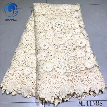 

Beautifical african lace fabrics Latest design net lace appliques fabric with stones 5yards nigerian lace mix cord lace ML41N88