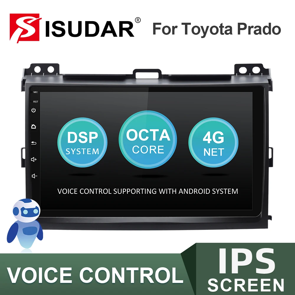 ISUDAR Car V57S Radio For TOYOTA/Prado J120 2004-2009 Android Autoradio Multimedia GPS DVR Camera Voice Control WIFI  no 2 din