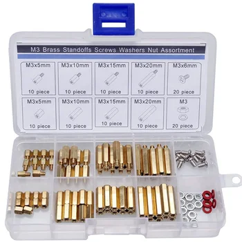 

TOP 140 Pieces Brass Spacer Standoff Screw Nut Assortment Threaded Standoff Kit,Brass Nut Set(M3)
