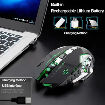 

Free Wolf X8 Wireless Charging Game Mouse Silent Illuminated Mechanical Mouse 2.4G Wireless Technology 7 Color Light