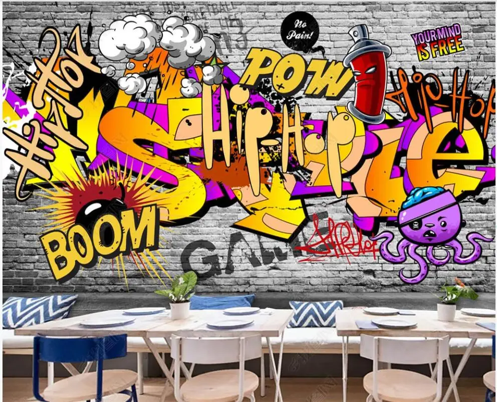 

3d photo wallpaper custom mural Retro trend street graffiti KTV bar home decor 3d wall murals wallpaper in the living room