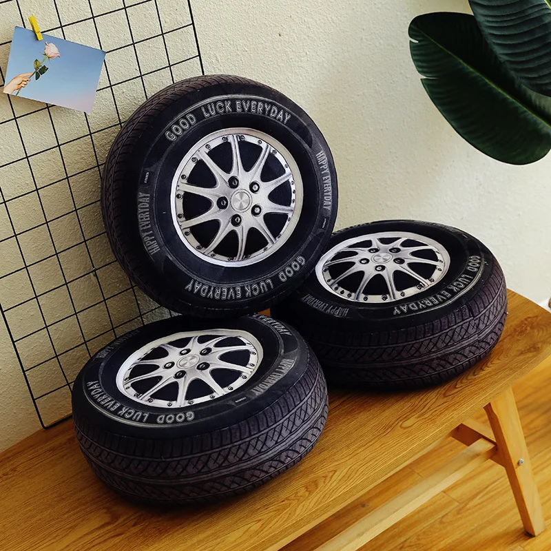 

Cool Realistic 3D Car Tire Seat Cushion Wheels Plush Toys Cushion Model Tire Car Mounted Household Pillow
