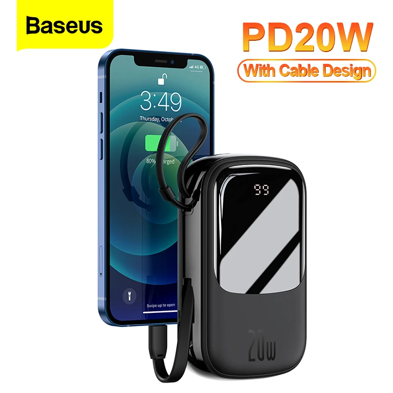 Baseus Mini Power Bank 20000mAh USB Type C PD 20W Fast Charging Charger Powerbank Portable External Battery For iPhone 12 Xiaomi mobile power bank