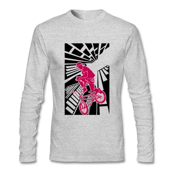 

Bicycle Tee Shirt Latest BMX Rider In The City T Shirts Men's Long Sleeved 100% Cotton Round Collar Shirt For Homme