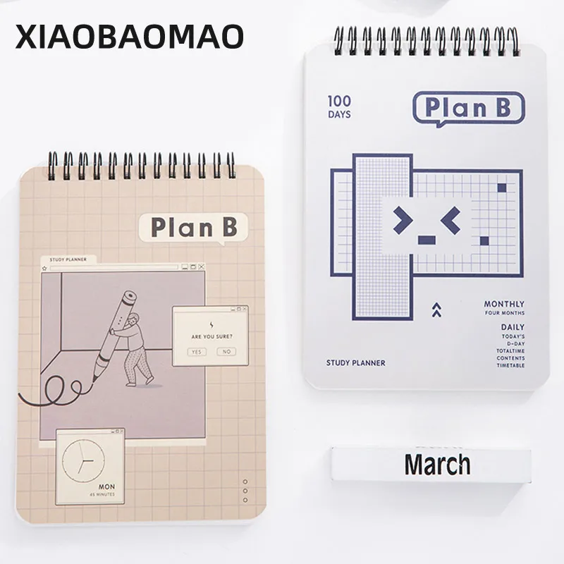 

Coil 100 days planner book cute memo sheet weekly desktop schedule plan work efficiency summary plan school office supply