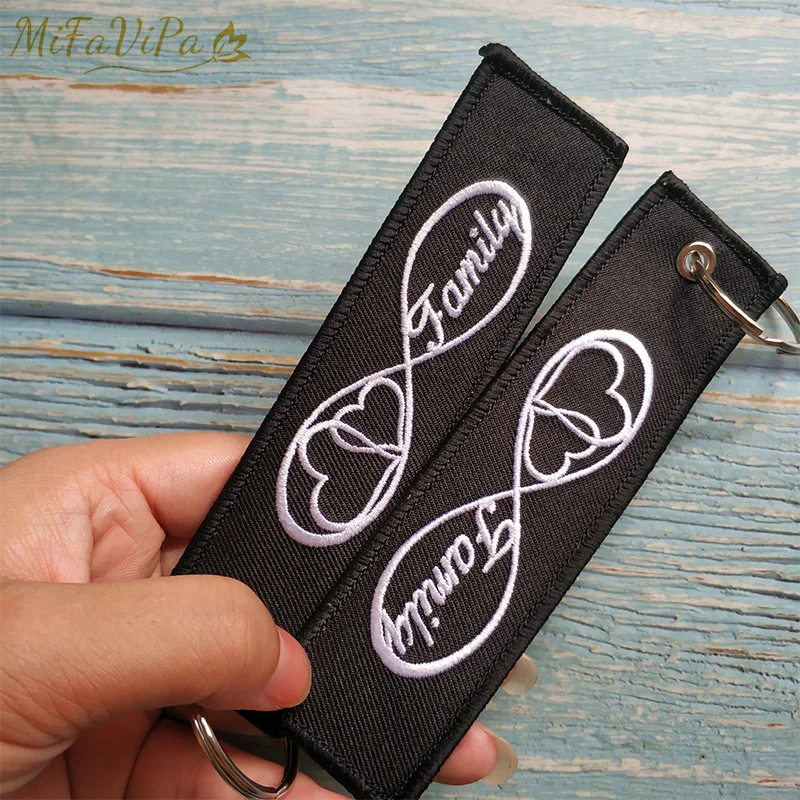 MiFaViPa 1 PC Embroidery Family Infinity Love Keychain Porte Fashion Trinkets Gift Motorcycle Car Key Accessories Love Key Ring (6)